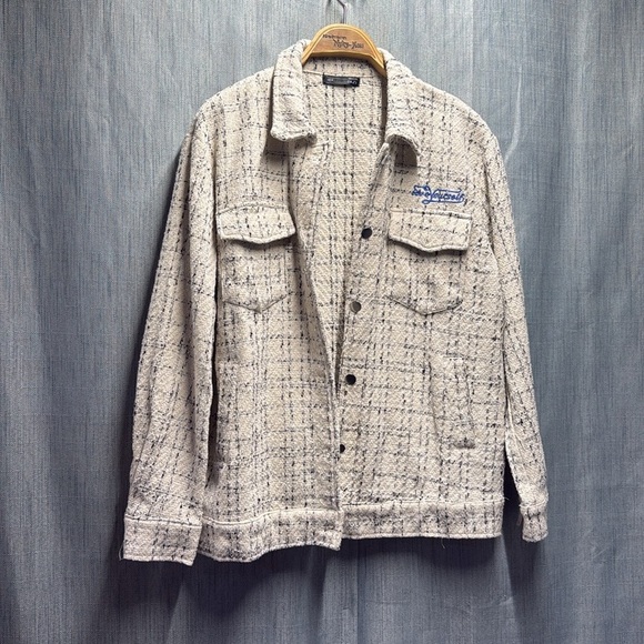 🏴 Dazy tweed jacket “love yourself” size medium - Picture 4 of 9